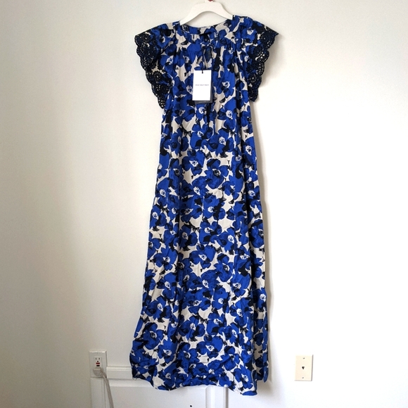 Who What Wear Dresses & Skirts - Who What Wear Target Maxi Dress Easter Blue Floral Size XS Pockets Eyelet Detail